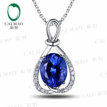 CaiMao 18KT/750 White Gold 2.84 ct Natural IF Blue Tanzanite AAA  0.17 ct Full Cut Diamond Engagement Gemstone Pendant Jewelry 2024 - buy cheap