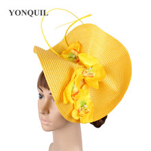 Yellow Cocktail Church Fascinators Accessories Morning Glory Decoration Hair Clip Ladies Headwear Hairpin Black Party Headpieces 2024 - buy cheap