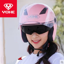 Capacete de segurança yohe half face para motocicleta, lente dupla em abs, com lente de viseira, para motociclista, primavera, 2019 2024 - compre barato