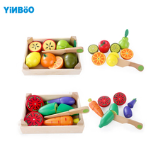 Деревянные кухонные игрушки с фруктовыми овощами для девочек, детские Игрушки для раннего образования, игрушки для приготовления пищи, Детская кухня 2024 - купить недорого