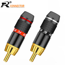 100pcs/lot RCA Connector Gold Plated Wire Connector 6mm Cable RCA Male Plug Professional Speaker Audio Adapter 50Pairs Red+Black 2024 - buy cheap