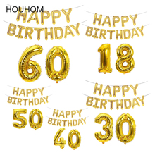 Balões metalizados para festa de aniversário, balões de alumínio com número de ouro rosado de 16 polegadas com 18/30/40/50/60 ° para decoração de festa adulto 2024 - compre barato