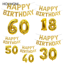 New 16inch Rose Gold Number Letter Foil Balloons Birthday Party Ballons 18/30/40/50/60th Adult Birthday Party Decoration Balloon 2024 - buy cheap