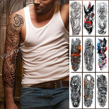 Татуировка с большим рукавом, водостойкая временная татуировка, воин, Samurai Angel, Череп, для мужчин 2024 - купить недорого