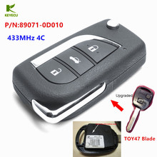 KEYECU Replacement New Upgraded Remote Key Fob 433MHz 4C for Toyota Yaris Avensis Corolla Carina P/N: 89071-0D010 + TOY47 blade 2024 - buy cheap