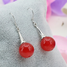 Pendientes colgantes de perlas redondas para mujer de 12mm Piedra Natural roja Calcedonia Fiesta de bodas regalos de graduación joyería colgante B3246 2024 - compra barato