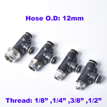 GOGO  three-joint thread side 3 way hose connector tee fitting 12mm 1/8 1/4 3/8 1/ BSP  triangle for pneumatic air valve 2024 - buy cheap