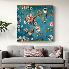 Pintura abstrata para parede, arte americana, flor da sorte, pássaro, pintura em tela, pôster verde n, impresso para sala, decoração de plantas, casa 2024 - compre barato