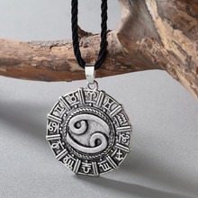 CHENGXUN Antique Men Necklace Cancer Karkat Zodiac Jewelry Constellation Necklace Norse Viking Pendant Astrology Slavic Necklace 2024 - buy cheap