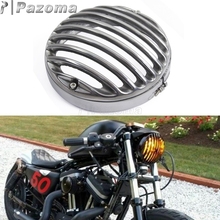 Polished Motorcycle 4.5 inch Headlight Grill Cover Aluminum Motor Head Light Guard Protector for Harley Custom Cafe Racer 2024 - buy cheap