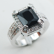 Black onyx White Crystal Zircon 925 Sterling Silver Ring Size 6 7 8 9 10 F1063 2024 - buy cheap