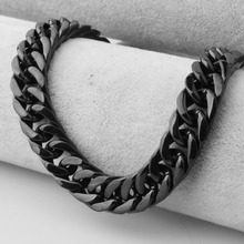 Hot Sale 12mm Wide Stainless Steel Curb Cuban Link Chain For Men Male Jewelry 7-40 Inches Long Black Color Necklace Or Bracelet 2024 - buy cheap