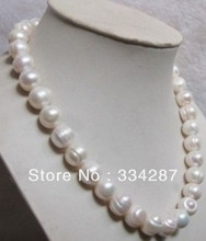 Натуральный 9-10 мм белый барокко Жемчужное ожерелье 17" 2024 - купить недорого