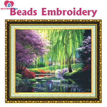 56cm x 48cm Accurate printing beads embroidery kit landscape trees Full beadwork home decor crafts needlework craft 2024 - buy cheap