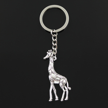 Fashion 30mm Key Ring Metal Key Chain Keychain Jewelry Antique Silver Color Plated Giraffe Deer 53x23mm Pendant 2024 - buy cheap