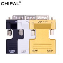 Преобразователь CHIPAL hdmi-vga, адаптер HDMI2VGA с аудиокабелем для ПК, настольного ПК, ноутбука, от STB до 1080P, проектор монитора HDTV 2024 - купить недорого