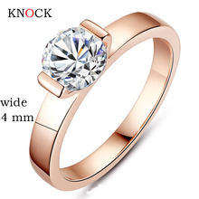 KNOCK High quality  Zircon Engagement Rings for women Rose gold color Wedding rings female  Crystals top quality Jewelry 2024 - buy cheap