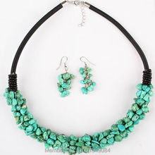 6X4MM Green Green Howlite Stone Chip Beads Rope Necklace & Earring 1 SET 2024 - buy cheap