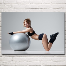 Foocame yoga modelo de fitness esportes de alongamento pintura arte de ginástica posteres e impressões em seda imagens de decoração de parede da sala 2024 - compre barato