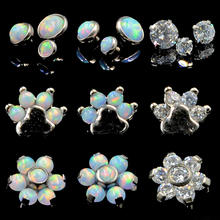 BOG-3PCS Steel Opal Zircon Flower Ear Cartilage Tragus Helix Piercing Screw Fit Top 16g Opal Labret Lip Bar Rings Sexy Jewelry 2024 - buy cheap