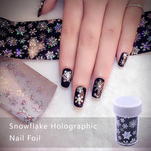1pc 120cm*4cm Christmas Snowflake Holographic Nail Foils Nail Art Transfer Sticker Decorations A Roll Laser Black Paper Slider 2024 - buy cheap