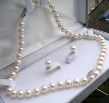 New Charming Women High Quality Pretty 8mm White Shell Pearl Necklace 18''+Earring Women Gift Jewelry Wholesale and Retail 2024 - buy cheap