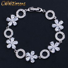 CWWZircons Sparkling Cubic Zirconia Setting Round Flower Shape Fashion Bridal Wedding Bracelet Jewelry for Women CB034 2024 - buy cheap