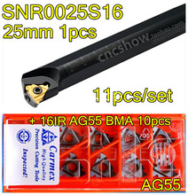SNR0025S16 CNC ferramenta de Tornear rosca Interna 1pcs + 16IR AG55 Carmex BMA 10pcs 11 pçs/set CNC inserção de Carboneto De rosca Interna 2024 - compre barato