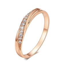 DAN'S ELEMENT Top Quality Simple Cubic Zirconia Lovers Copper Rose Gold Color Wedding Ring Jewelry Full Sizes Wholesale DER314 2024 - buy cheap