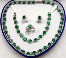 Jewelry green CRYSTAL Necklace Bracelet Earring +box 2024 - buy cheap