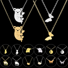 GORGEOUS TALE Jewelry Collier Stainless Steel Chain Butterfly Elephant Panda Birds Pendants Bijoux Femme Choker Necklaces Women 2024 - compre barato