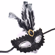 10 unids/lote Color cuero Premium pluma máscara de fiestas de disfraces Halloween carnaval vestido traje dama regalos fiesta de máscaras 2024 - compra barato