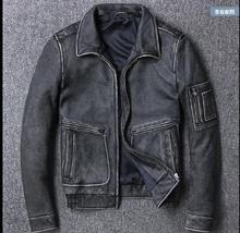 Free shipping.Brand fashion new clothing,mens cow leather Jackets,men's genuine Leather jacket.vintage gray man jacket plus 2024 - buy cheap
