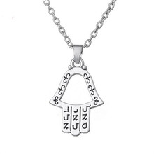Classic Pendnt Necklace Unisex Islamic Word And Hand Of Fatima Shape Charm Bring Happiness Amulet Zinc Alloy Dropshipping 2024 - buy cheap