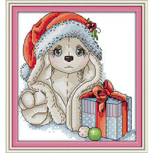 The Christmas puppy Canvas DMC 11ct 14ct Counted Chinese Cross Stitch Kits printed Cross-stitch set Embroidery Needlework 2024 - buy cheap