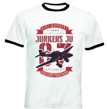 Футболка Junker Ju 87 Мужская с круглым вырезом, хлопковая рубашка с принтом звонка, дизайнерская одежда, черный цвет, 2019 2024 - купить недорого