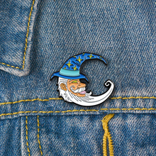 New fashion moon type magic family white long beard grandfather witch hat brooch enamel badge coat creative holiday gift brooch 2024 - buy cheap