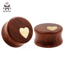 heart logo fashion wood ear piercing plugs tunnel body jewelry sell in pair 10mm to 25mm 2024 - buy cheap