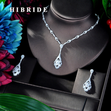 HIBRIDE Luxury White gold Color Small Cubic Zircon Pendant Women Jewelry Set For Bridal Party Accessories Jewelry Gifts N-931 2024 - buy cheap