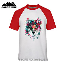 Fashion Summer t shirt male New Brand-clothing Digital Art Colorful Wolf printing T-shirt male high quality 100% cotton Tshirt 2024 - buy cheap