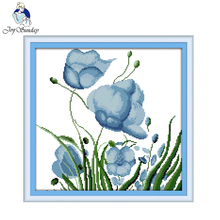 Joy Sunday Blue flower Counted Cross Stitch  Cross Stitch Sets DIY 11CT 14CT Cross Stitch Kits Embroidery Needlework 2024 - buy cheap