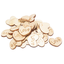 50pcs 15mm Blank Heart Wood Slices Discs Wood Heart Love Unfinished Natural Crafts Supplies Wedding Party Home Birthday Decor 2024 - buy cheap