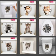 1 шт. Милые 3D наклейки для туалета котенка на стену, кухонные наклейки на холодильник для гостиной, спальни, домашнего декора 2024 - купить недорого