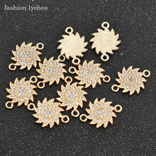 fashion lychee 10pcs White Crystal Rhinestone Sun Flower Link Connector Beads Charm For DIY Jewelry Making Pendant 2024 - buy cheap