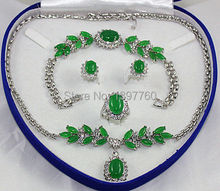 Free shipping 179 Green  Necklace Bracelet Earring Ring Sets 2024 - buy cheap