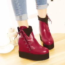 PXELENA Vintage Thick Platform Hidden High Heels  Boots Women Lace Up Creepers Punk Rock Gothic Ankle Boots Female Shoes 2024 - buy cheap