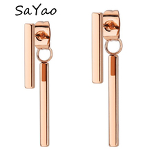 SaYao 2 Pieces Surgical Stainless Steel Stud Earring Square Straight Tragus Earrings Cubic Rose Gold Love Helix Earrings 2024 - buy cheap