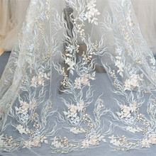 Aplique de encaje bordado para boda, conjunto de flores, vestido y falda con lazo rosa y azul, 1 unidad, BD0388 2024 - compra barato