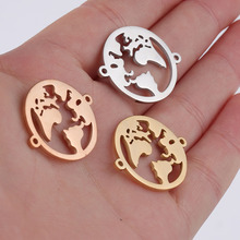 Semitree 5pcs/lot Stainless Steel World Map Bracelet Connectors Necklace Charms Pendant DIY Jewelry Making Handcrafted Findings 2024 - buy cheap