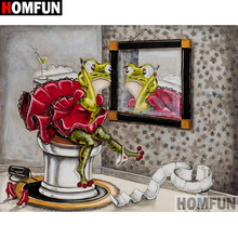 HOMFUN-pintura de diamante 5D DIY "rana Animal", cuadrados o redondos de imitación bordado de diamantes, estilo punto de cruz 5D, decoración del hogar, A00619 2024 - compra barato